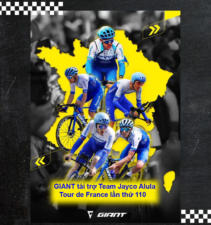 Năm nay, Giant tài trợ cho đội đua Team Jayco Alula gồm 8 tay đua mạnh toàn năng tham gia giải đua Tour de France lần thứ 110